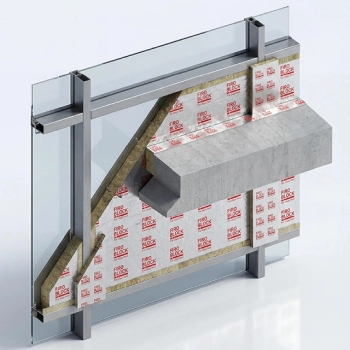 FIROBLOCK curtain-wall firestop cross-section and supporting construction
