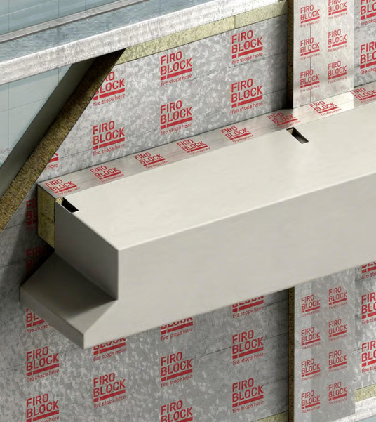 FIROBLOCK FS protecting the curtain wall floor-to-façade perimeter interface