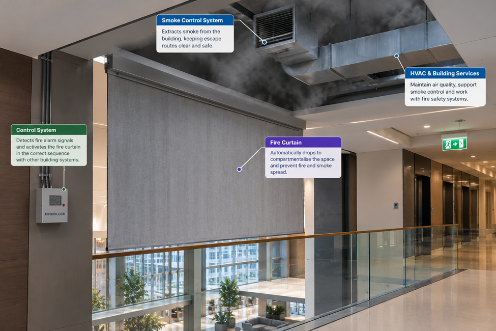 Fire Curtain Integration with Smoke Control and Building Services